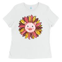 White pig sunflower Ladies Tee - RanaPortraitStore