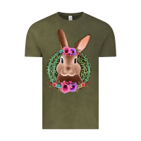 Vintage Olive western leopard and flowers easter bunny Vintage Tee - Jasminsmagicworld