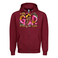 Burgundy with god all things are possible black woman Zipper Hoodie - LillyAllenDesigns