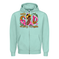 Seafoam with god all things are possible black woman Zipper Hoodie - LillyAllenDesigns