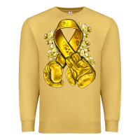 Antique Gold Childhood Cancer yellow ribbon with boxing gloves Premium Sweatshirt - NancyCooperArtShop
