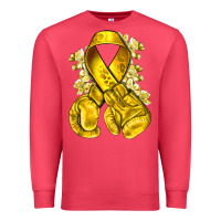 Cardinal Childhood Cancer yellow ribbon with boxing gloves Premium Sweatshirt - NancyCooperArtShop
