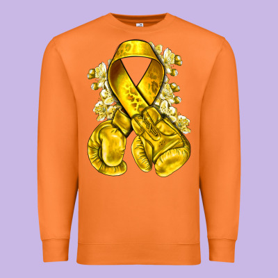 Childhood Cancer Yellow Ribbon With Boxing Gloves Premium Sweatshirt Designed By Nancycooperartshop