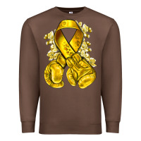 Chestnut Childhood Cancer yellow ribbon with boxing gloves Premium Sweatshirt - NancyCooperArtShop