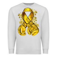 Dove Grey Childhood Cancer yellow ribbon with boxing gloves Premium Sweatshirt - NancyCooperArtShop