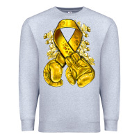 Heather Grey Childhood Cancer yellow ribbon with boxing gloves Premium Sweatshirt - NancyCooperArtShop