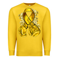 Lemon Childhood Cancer yellow ribbon with boxing gloves Premium Sweatshirt - NancyCooperArtShop