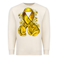 Sandshell Childhood Cancer yellow ribbon with boxing gloves Premium Sweatshirt - NancyCooperArtShop