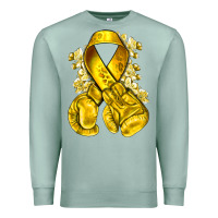 Seafoam Childhood Cancer yellow ribbon with boxing gloves Premium Sweatshirt - NancyCooperArtShop