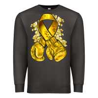 Smoke Childhood Cancer yellow ribbon with boxing gloves Premium Sweatshirt - NancyCooperArtShop