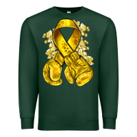 Sports Green Childhood Cancer yellow ribbon with boxing gloves Premium Sweatshirt - NancyCooperArtShop