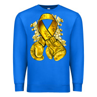 True Royal Childhood Cancer yellow ribbon with boxing gloves Premium Sweatshirt - NancyCooperArtShop