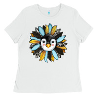 White penguin sunflower Ladies Tee - RanaPortraitStore