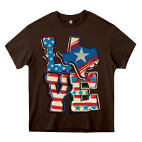 Chocolate Brown Love Texas  4th of july Heavy Core Tee - CowGirlArtShop