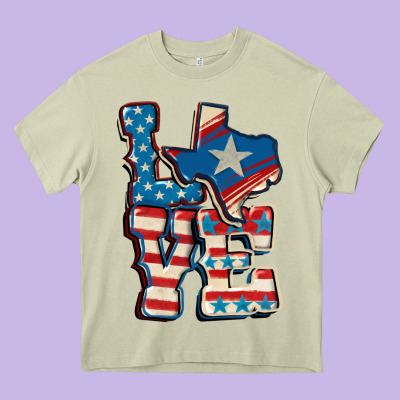 Love Texas  4th Of July Heavy Core Tee Designed By Cowgirlartshop