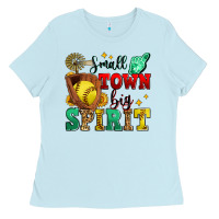 Baby Blue small town big spirit softball Ladies Tee - Zillion Design Studio