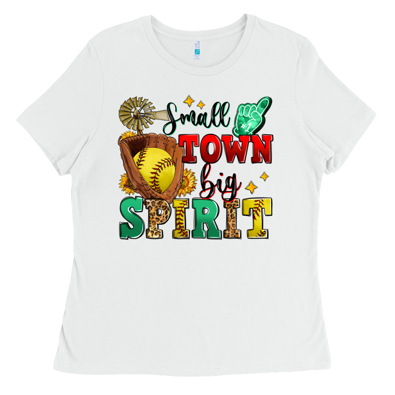 Small Town Big Spirit Softball Ladies Tee by Zillion Design Studio | Teevron