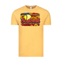 Vintage Mustard Western American Flag Softball Vintage Tee - LillyAllenDesigns