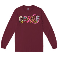 Burgundy brave cancer awareness ribbon Long Sleeve Tee - JahusDesignShop
