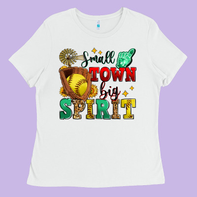Small Town Big Spirit Softball Ladies Tee Designed By Zillion Design Studio