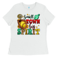 White small town big spirit softball Ladies Tee - Zillion Design Studio