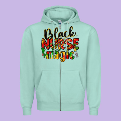 Black Nurse Magic Zipper Hoodie Designed By Lillyallendesigns