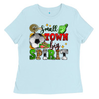 Baby Blue small town big spirit soccer Ladies Tee - Zillion Design Studio