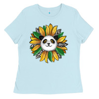 Baby Blue panda sunflower Ladies Tee - RanaPortraitStore