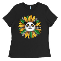 Black panda sunflower Ladies Tee - RanaPortraitStore