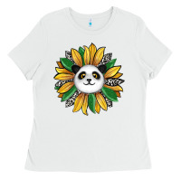White panda sunflower Ladies Tee - RanaPortraitStore