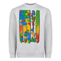 Heather Grey autism american flag Heavyweight Sweatshirt - MaliasSmallBusiness