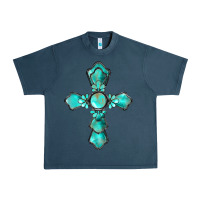 Midnight Navy western turquoise gemstone cross Urban Heavy Tee - BarkalooDesign