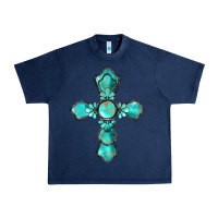 Navy western turquoise gemstone cross Urban Heavy Tee - BarkalooDesign