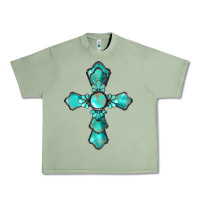 Oil Green western turquoise gemstone cross Urban Heavy Tee - BarkalooDesign