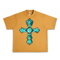 Peanut Butter western turquoise gemstone cross Urban Heavy Tee - BarkalooDesign
