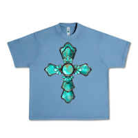 Pebble Blue western turquoise gemstone cross Urban Heavy Tee - BarkalooDesign