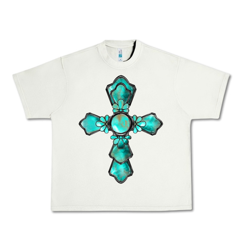 Western Turquoise Gemstone Cross Urban Heavy Tee by BarkalooDesign | Teevron