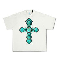 Pistachio western turquoise gemstone cross Urban Heavy Tee - BarkalooDesign