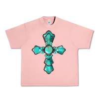 Salmon western turquoise gemstone cross Urban Heavy Tee - BarkalooDesign