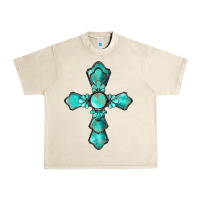 Sandshell western turquoise gemstone cross Urban Heavy Tee - BarkalooDesign