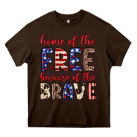 Chocolate Brown Home of the free because of the brave Heavy Core Tee - Neo Western