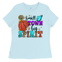 Baby Blue small town big spirit basketball Ladies Tee - Zillion Design Studio