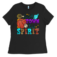 Black small town big spirit basketball Ladies Tee - Zillion Design Studio