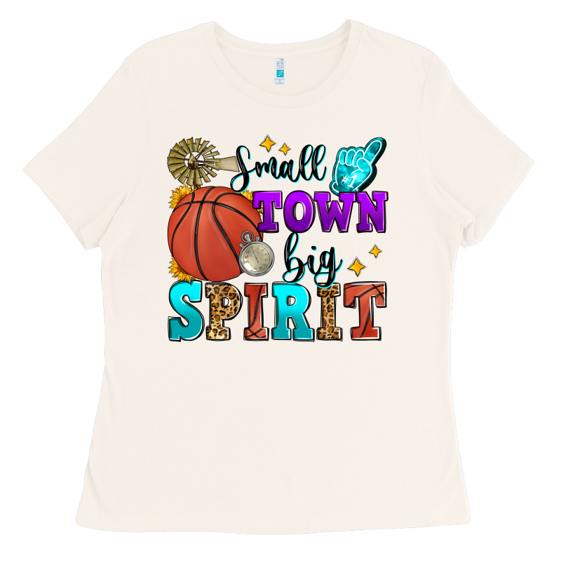 Small Town Big Spirit Basketball Ladies Tee by Zillion Design Studio | Teevron