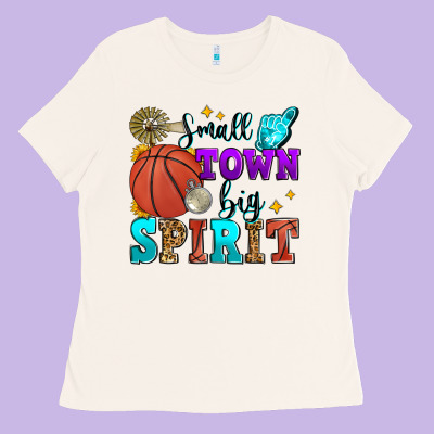 Small Town Big Spirit Basketball Ladies Tee Designed By Zillion Design Studio