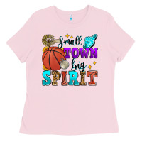 Bubblegum Pink small town big spirit basketball Ladies Tee - Zillion Design Studio