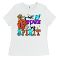 White small town big spirit basketball Ladies Tee - Zillion Design Studio