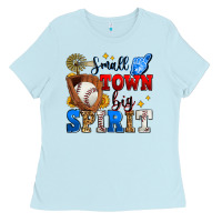 Baby Blue small town big spirit baseball Ladies Tee - Zillion Design Studio