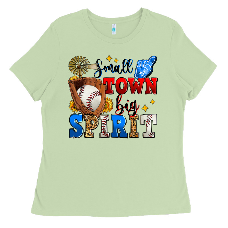 Small Town Big Spirit Baseball Ladies Tee by Zillion Design Studio | Teevron