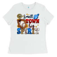 White small town big spirit baseball Ladies Tee - Zillion Design Studio